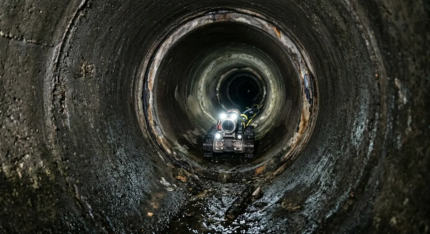 Robotic sewer camera inspecting pipe interior for Sewer Line Cleaning in Bath